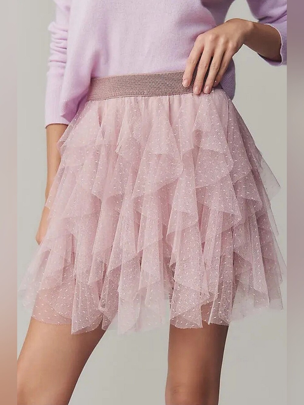 New Anthropologie La Cherie Ruffled Tulle Mini Skirt